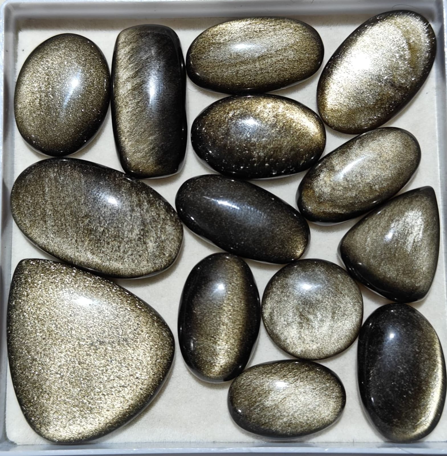 Natural Golden Obsidian Mix Shape Gemstone (Cabochon )