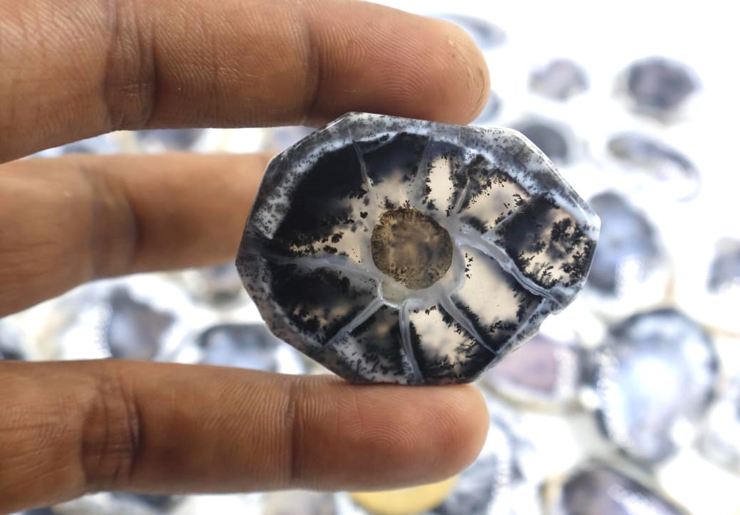 Natural Dendrite opal  Slice Mix Shape Gemstone (Cabochon )