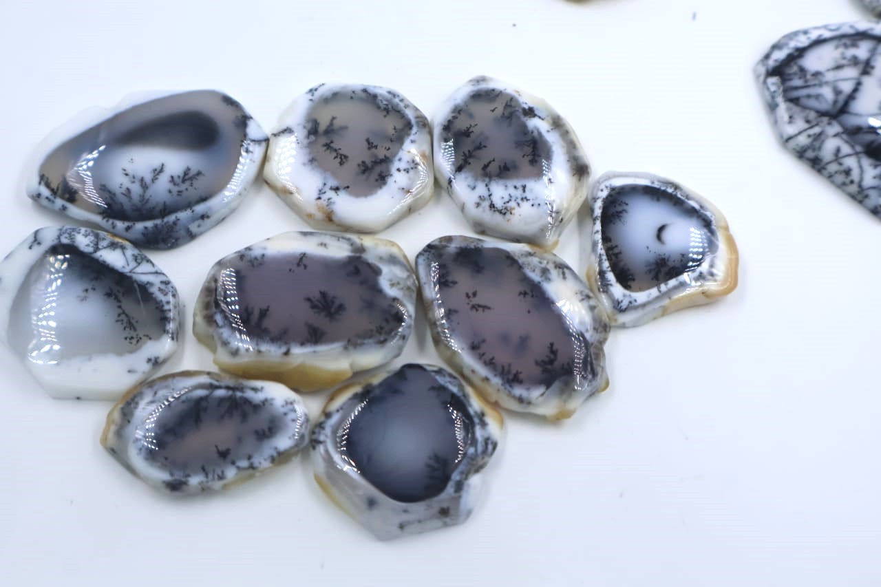 Natural Dendrite opal  Slice Mix Shape Gemstone (Cabochon )