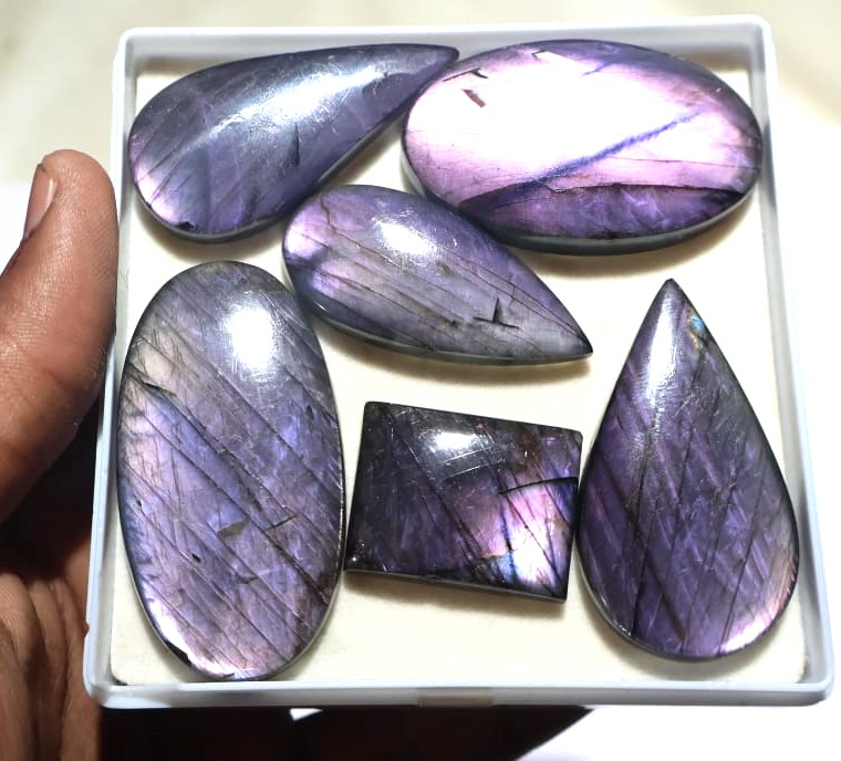 Natural Purple Labradorite  Shape Gemstone (Cabochon )