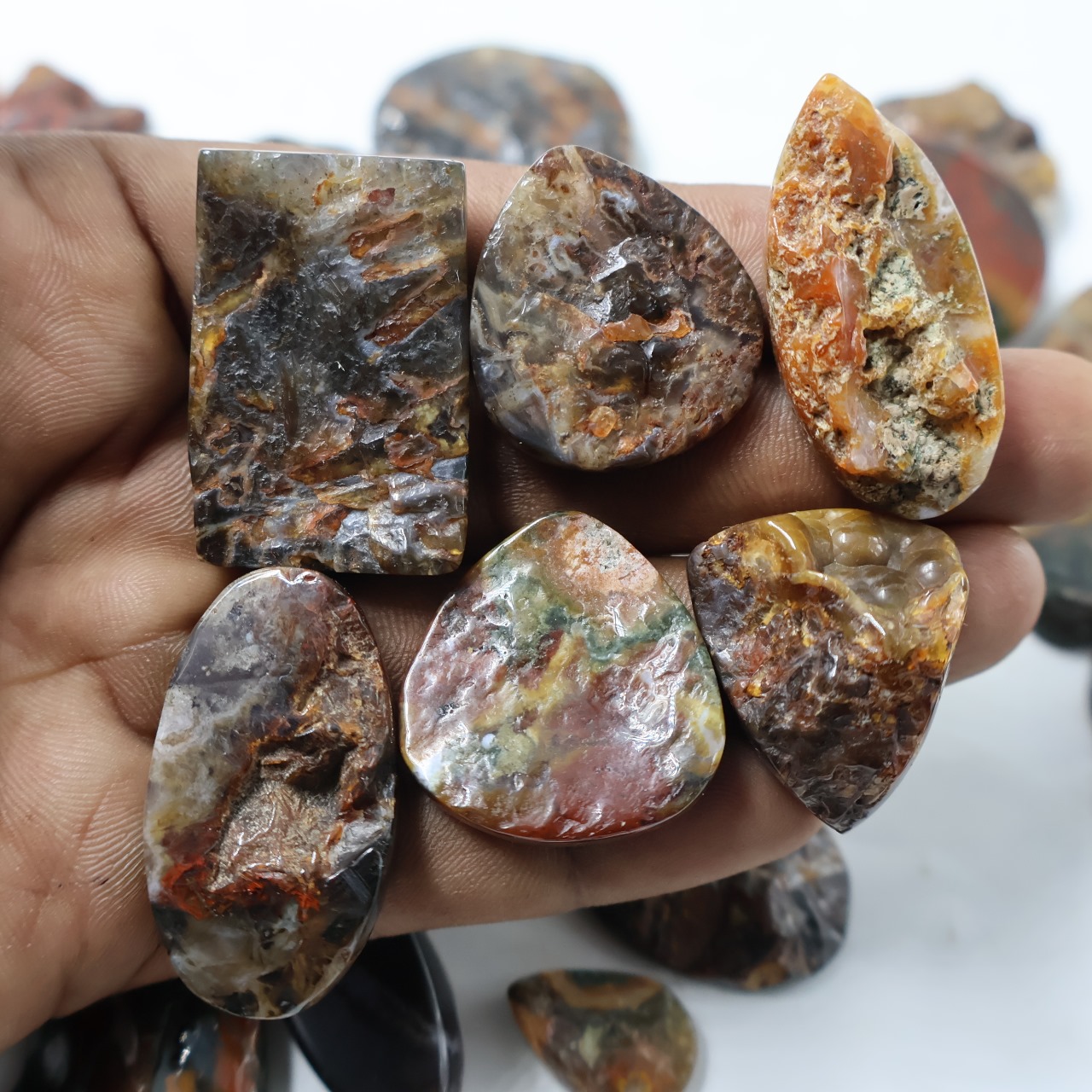 Natural Polished Turkey Agate Druzy  Mix Shape Gemstone (Cabochon )