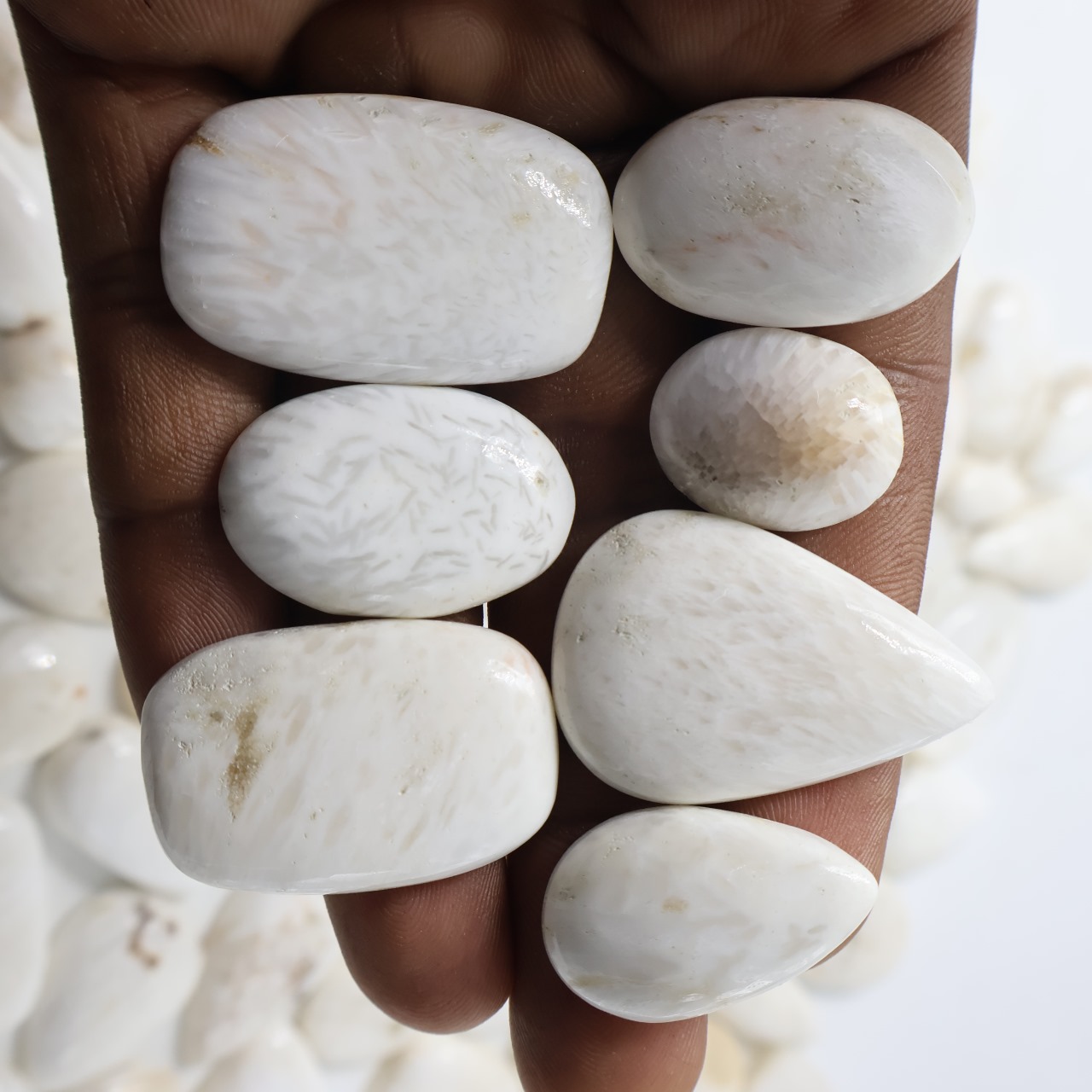  White Scolecite Mix Shape Gemstone (Cabochon )