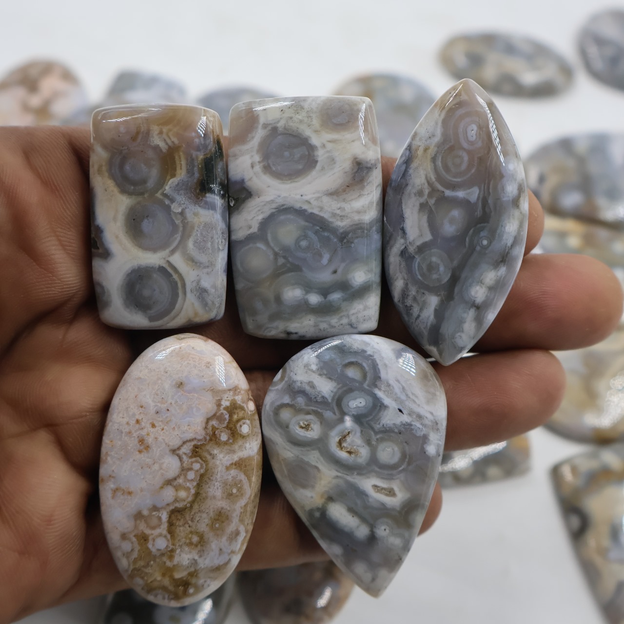 Natural Ocean Jasper Druzy Mix Shape Gemstone (Cabochon )