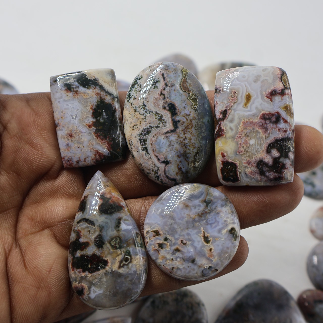 Natural Ocean Jasper Druzy Mix Shape Gemstone (Cabochon )