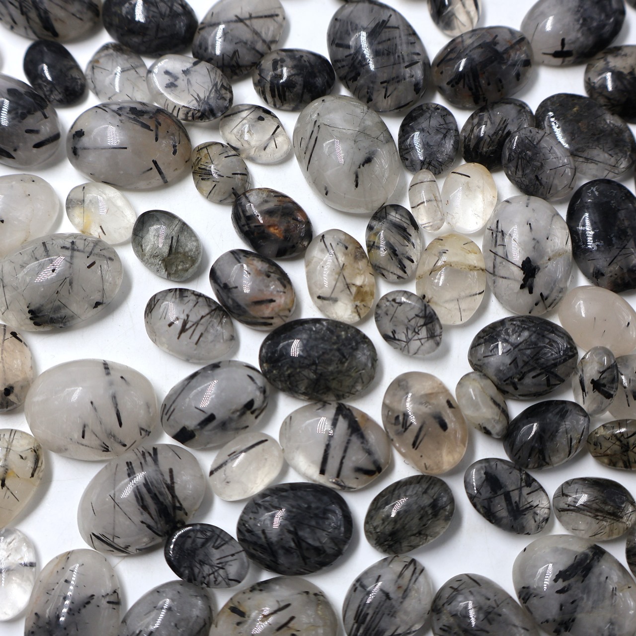Natural Black  Rutile Gemstone  (Cabochon )