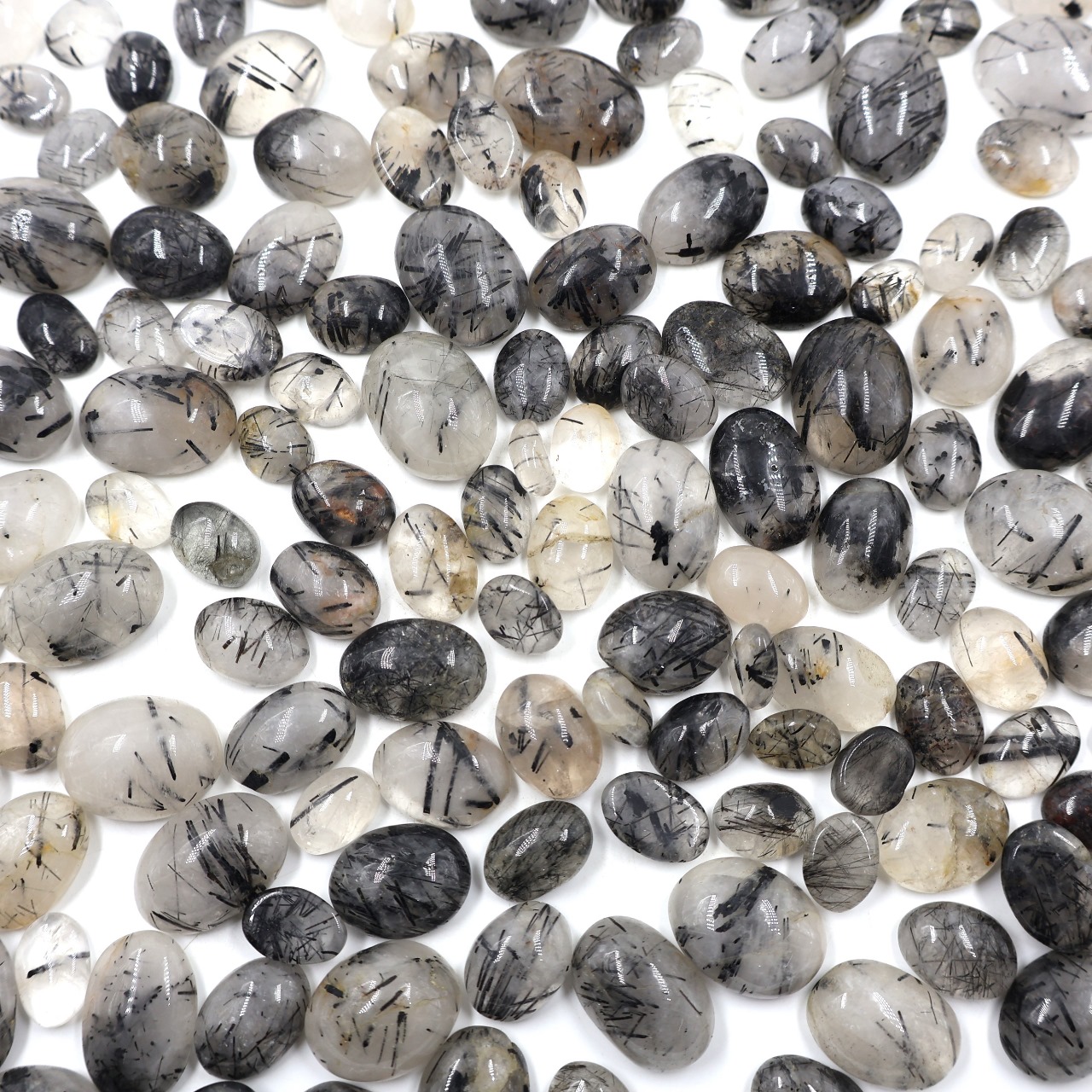 Natural Black  Rutile Gemstone  (Cabochon )