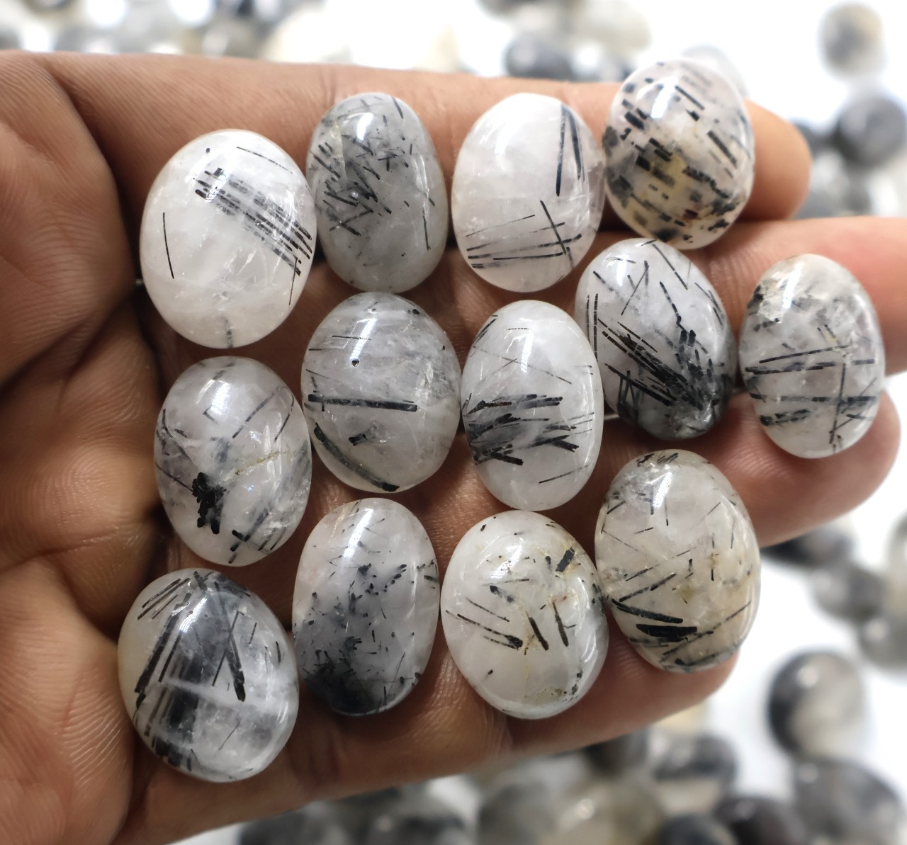 Natural Black  Rutile Gemstone  (Cabochon )
