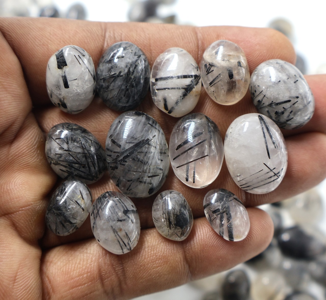 Natural Black  Rutile Gemstone  (Cabochon )