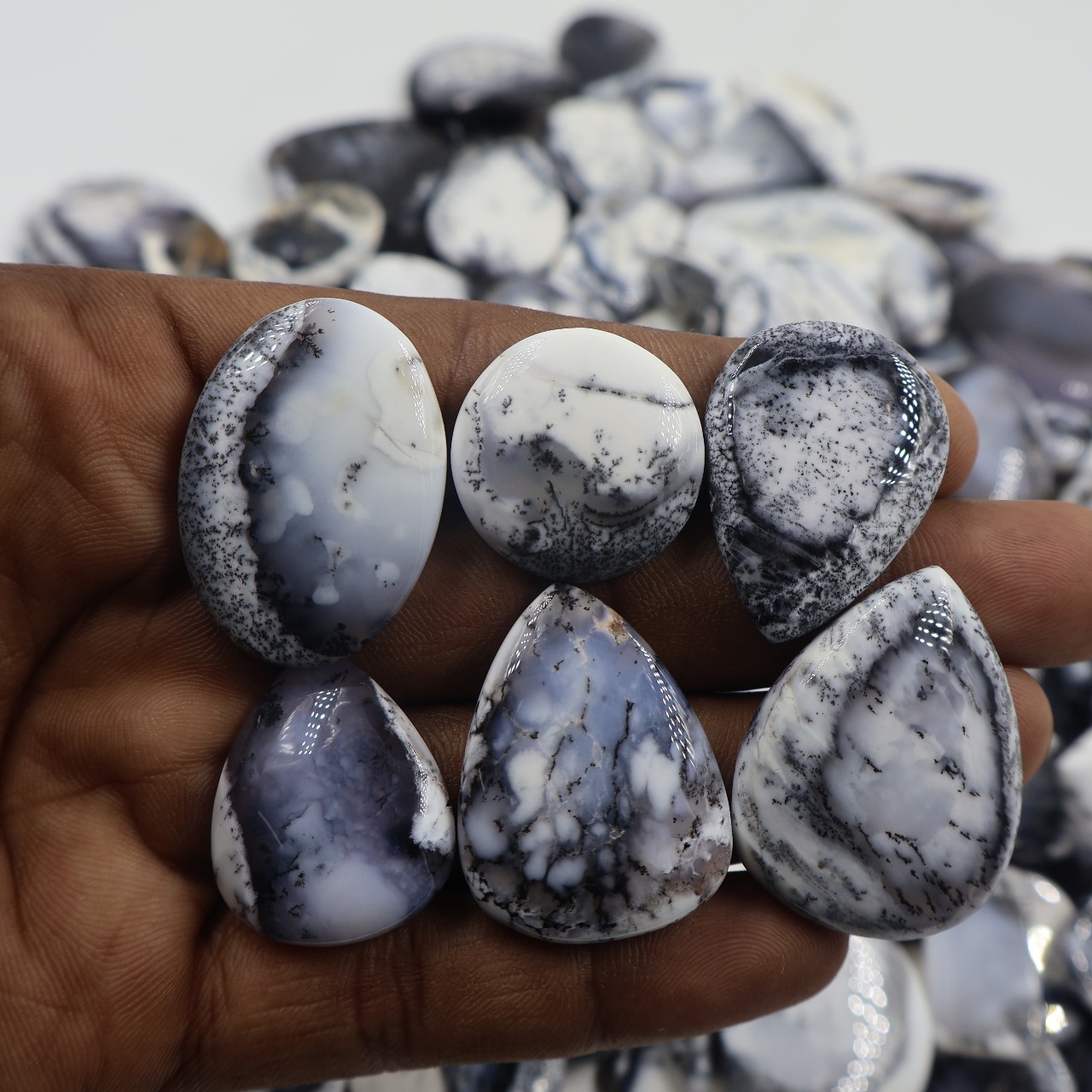 Natural Dendrite opal   Mix Shape Gemstone (Cabochon )