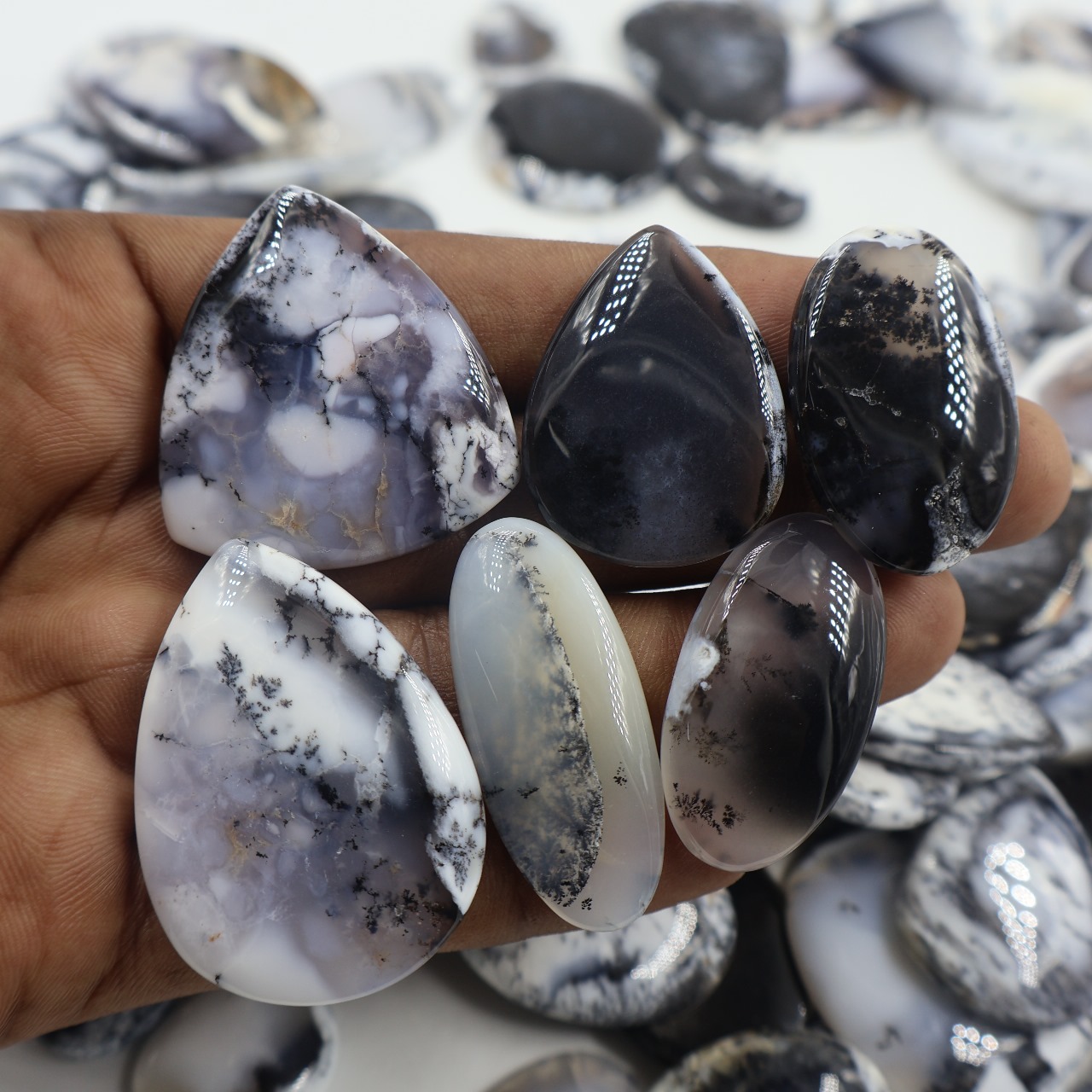 Natural Dendrite opal   Mix Shape Gemstone (Cabochon )