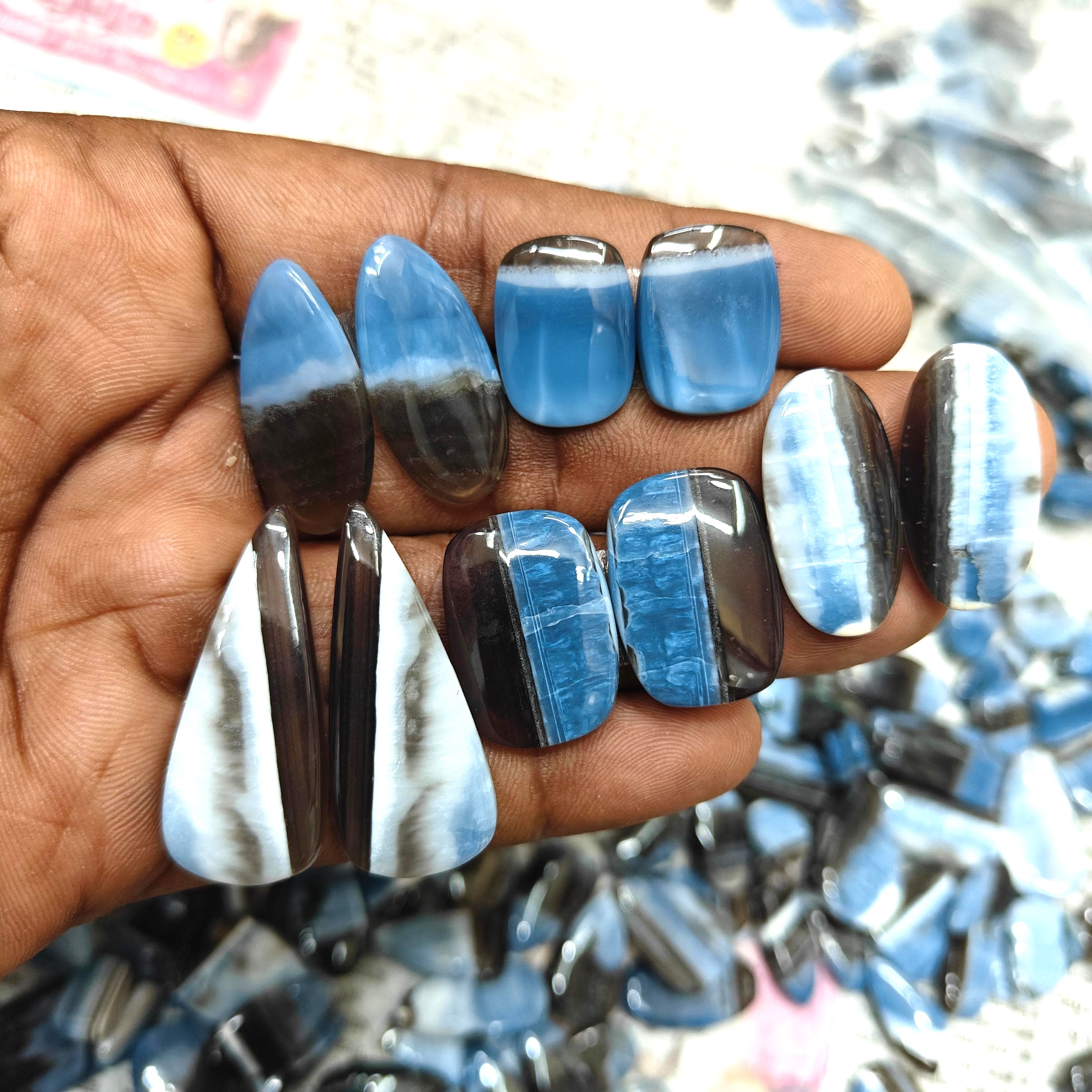 Natural Blue Opal Pair  Gemstone Mix Shape Wholesale lot