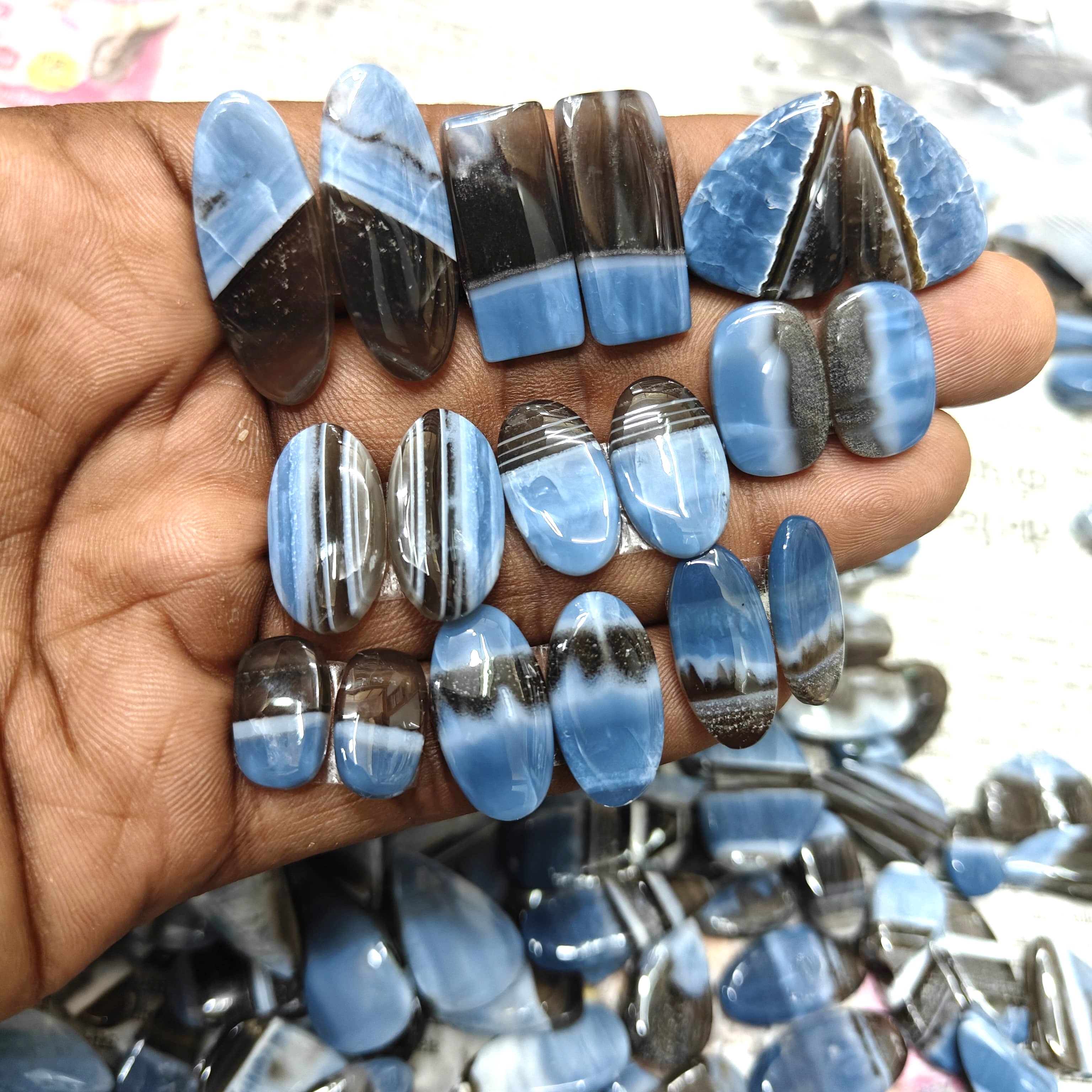 Natural Blue Opal Pair  Gemstone Mix Shape Wholesale lot