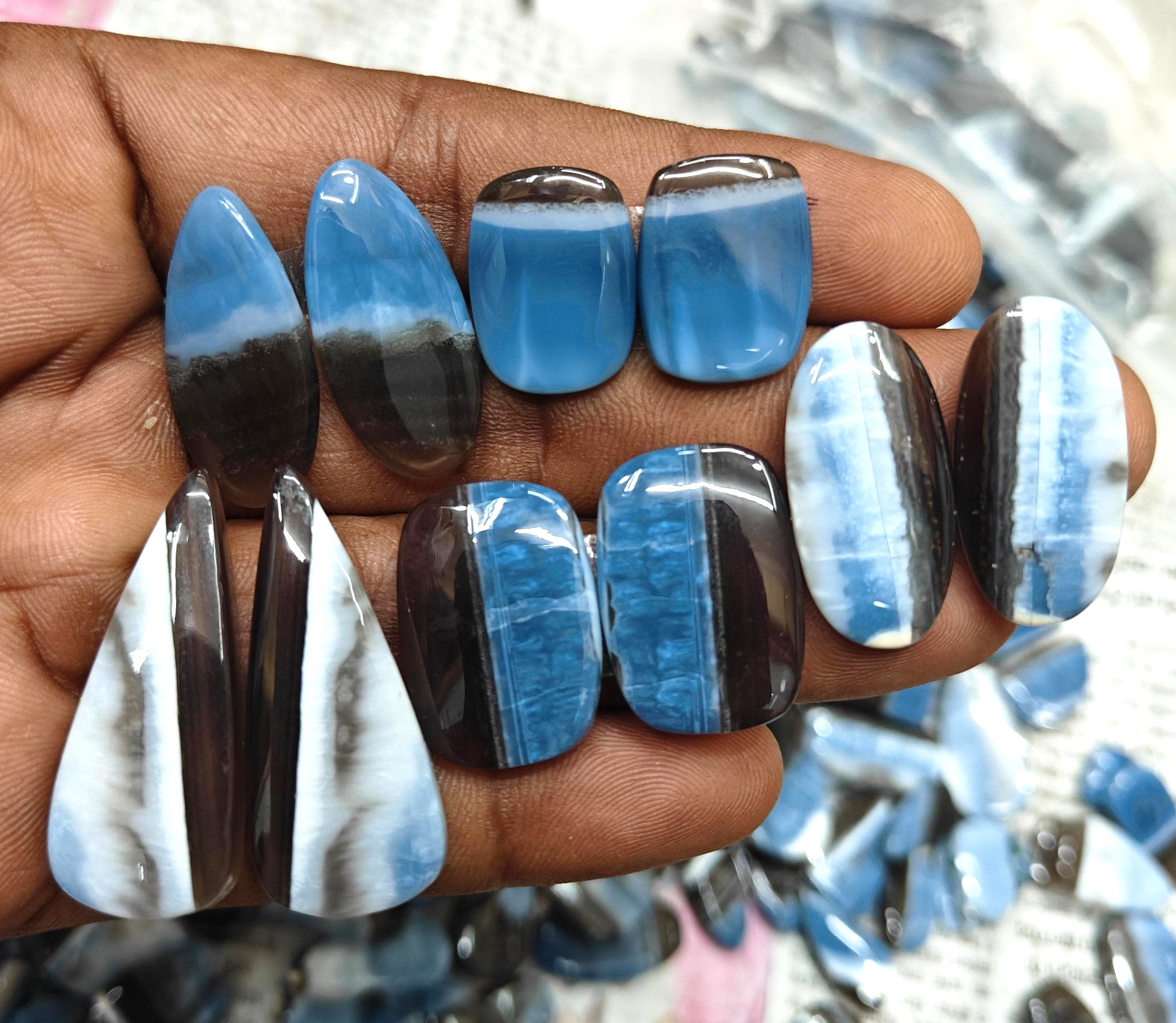 Natural Blue Opal Pair  Gemstone Mix Shape Wholesale lot
