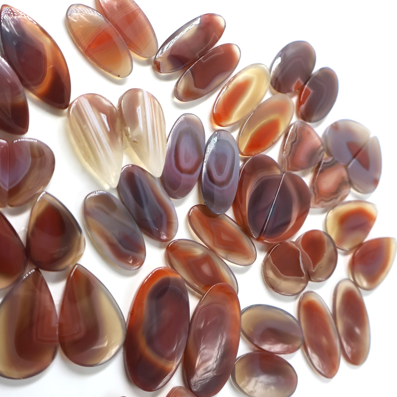 Natural Botswana Agate Pair Mix Shape Gemstone (Cabochon )