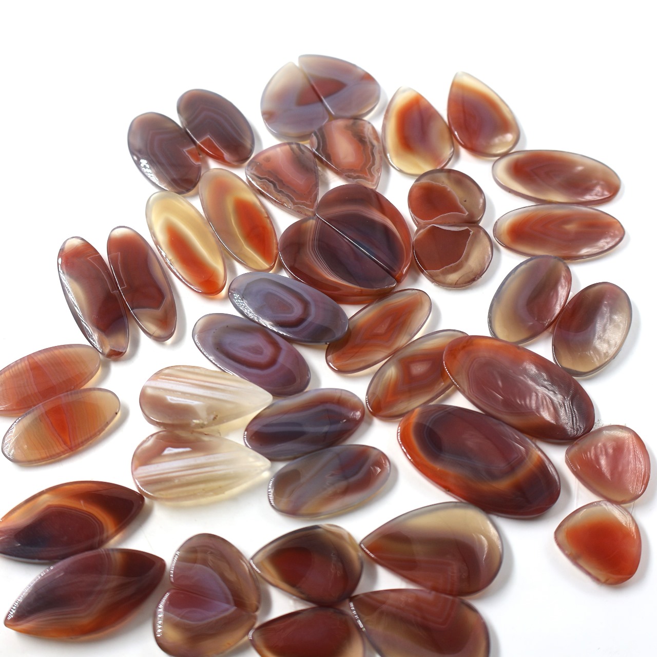 Natural Botswana Agate Pair  Mix Shape Gemstone (Cabochon )