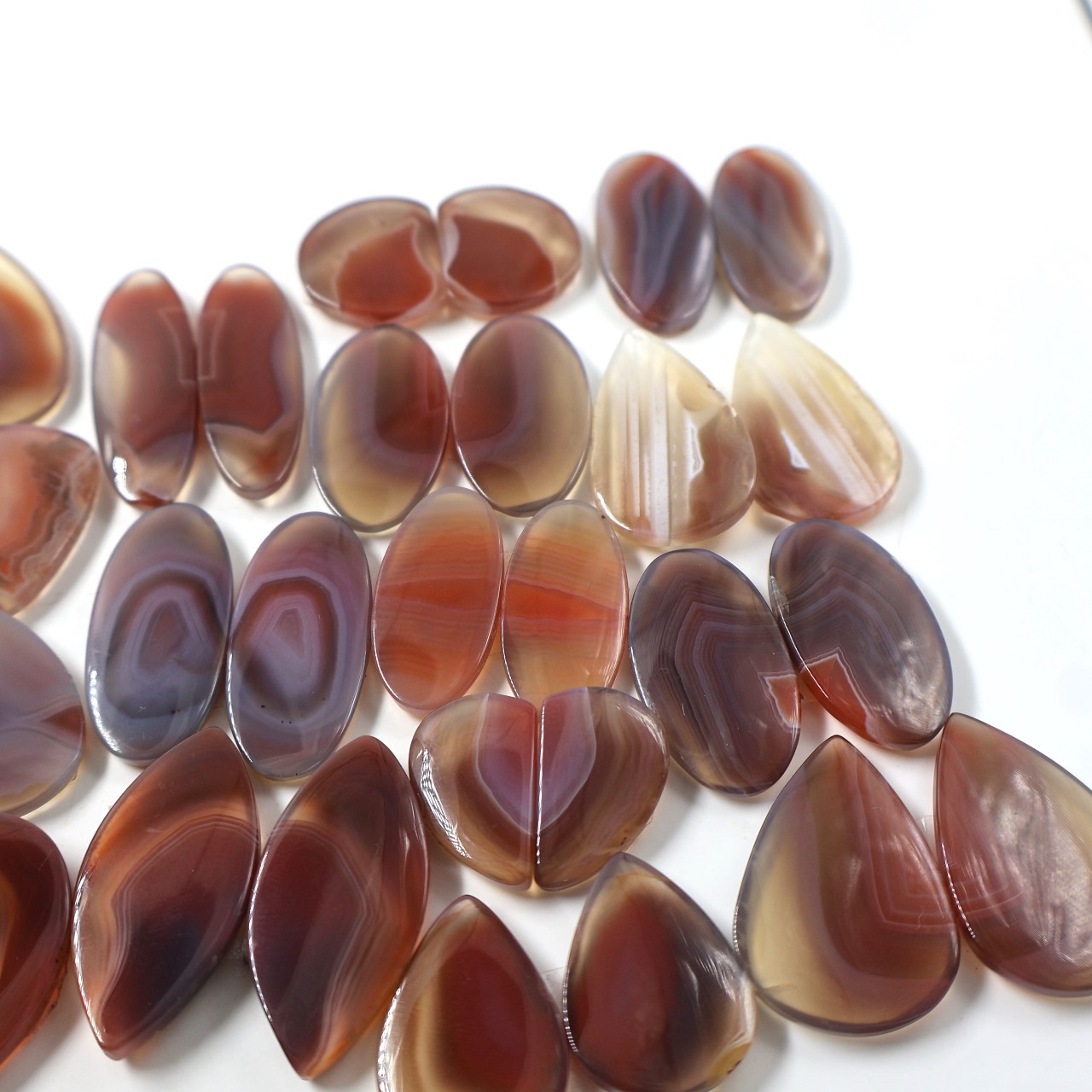 Natural Botswana Agate Pair  Mix Shape Gemstone (Cabochon )