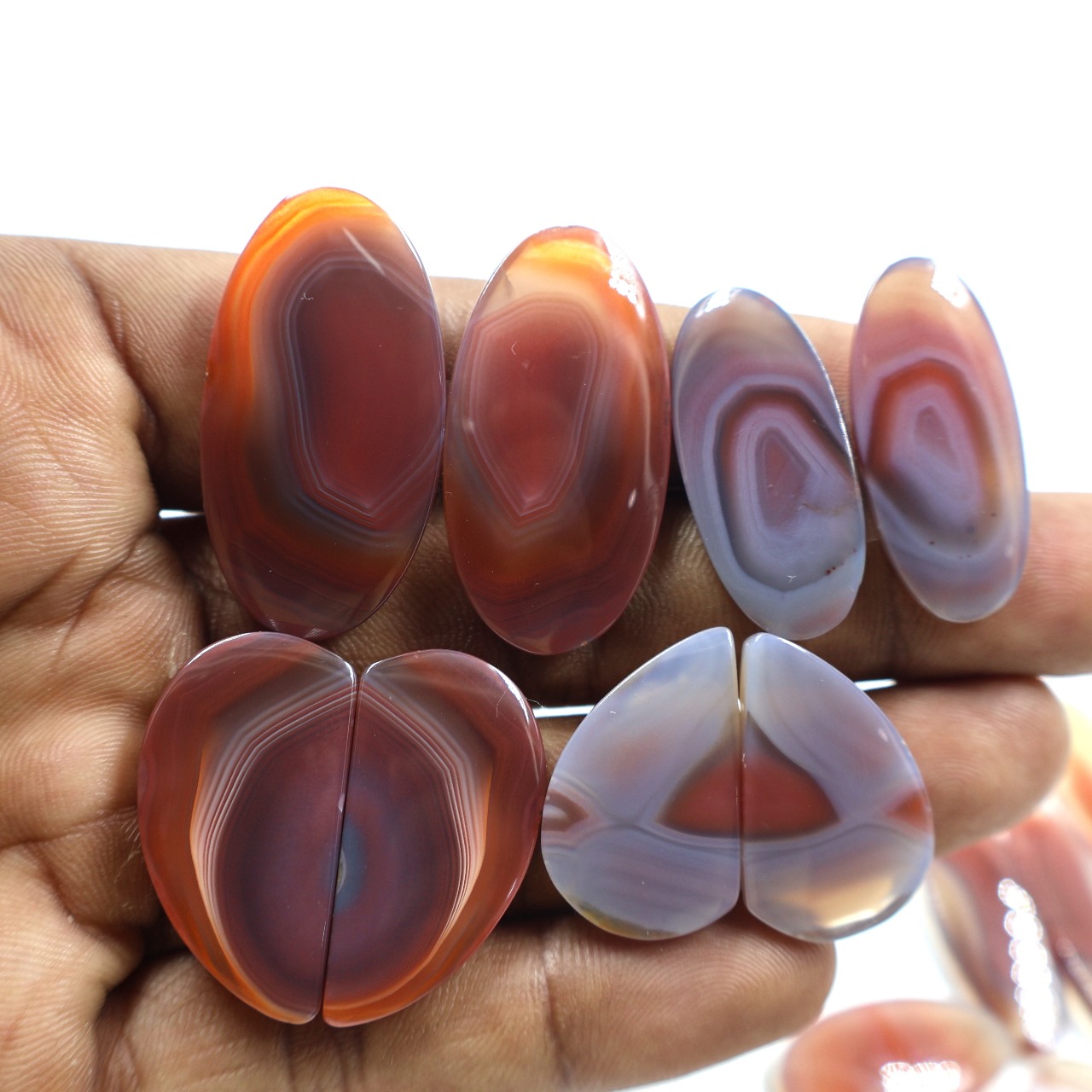 Natural Botswana Agate Pair  Mix Shape Gemstone (Cabochon )
