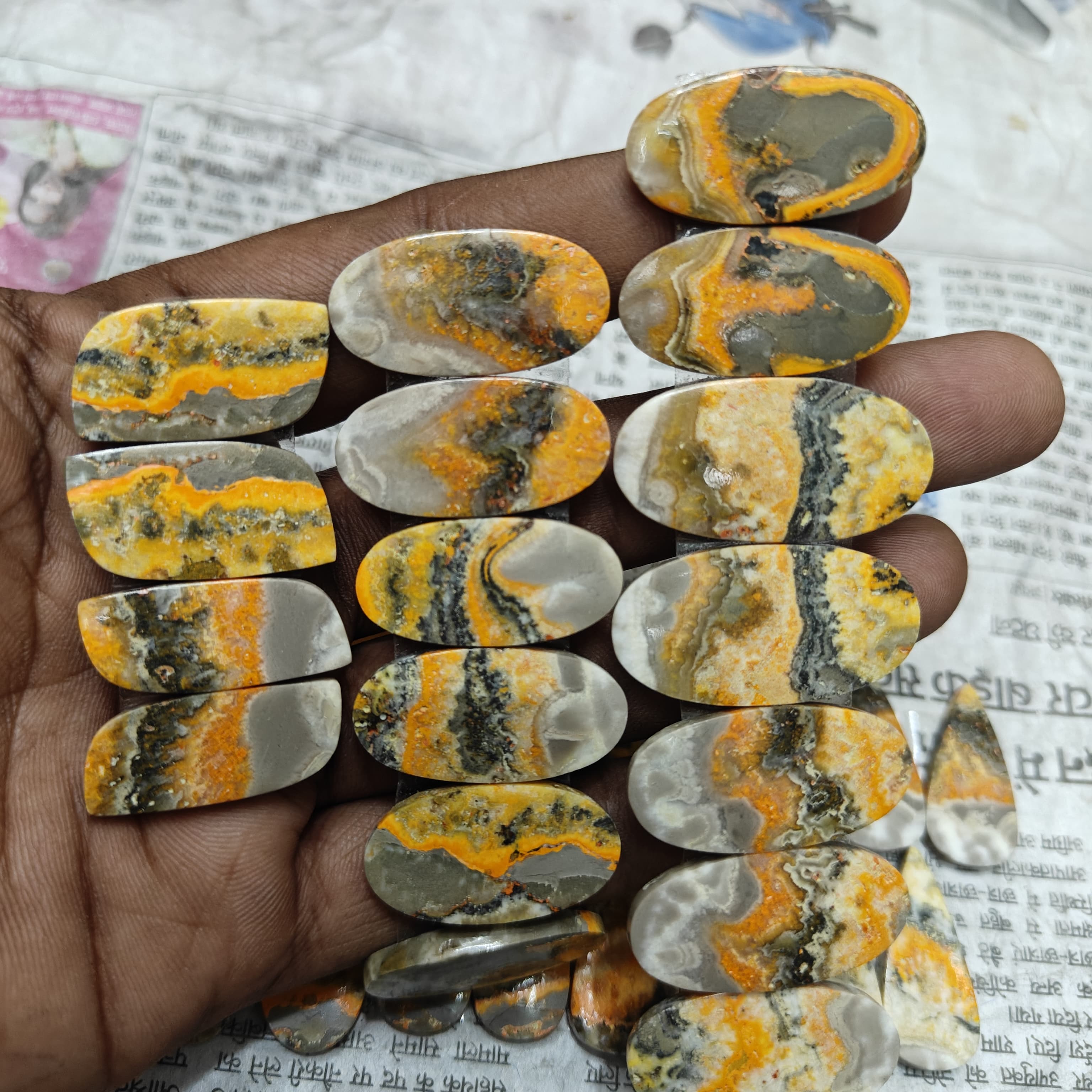 Natural Bumblebee Jasper pair Mix Shape Gemstone (Cabochon )