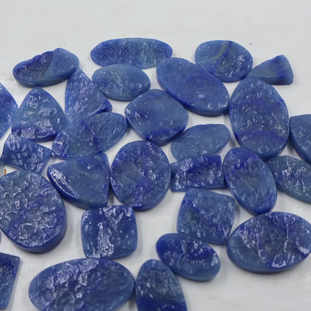 Natural Blue Quartz druzy Mix Shape Gemstone (Cabochon )