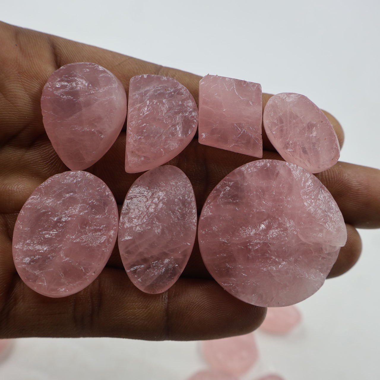 Natural Rose Quartz druzy Mix Shape Gemstone (Cabochon )
