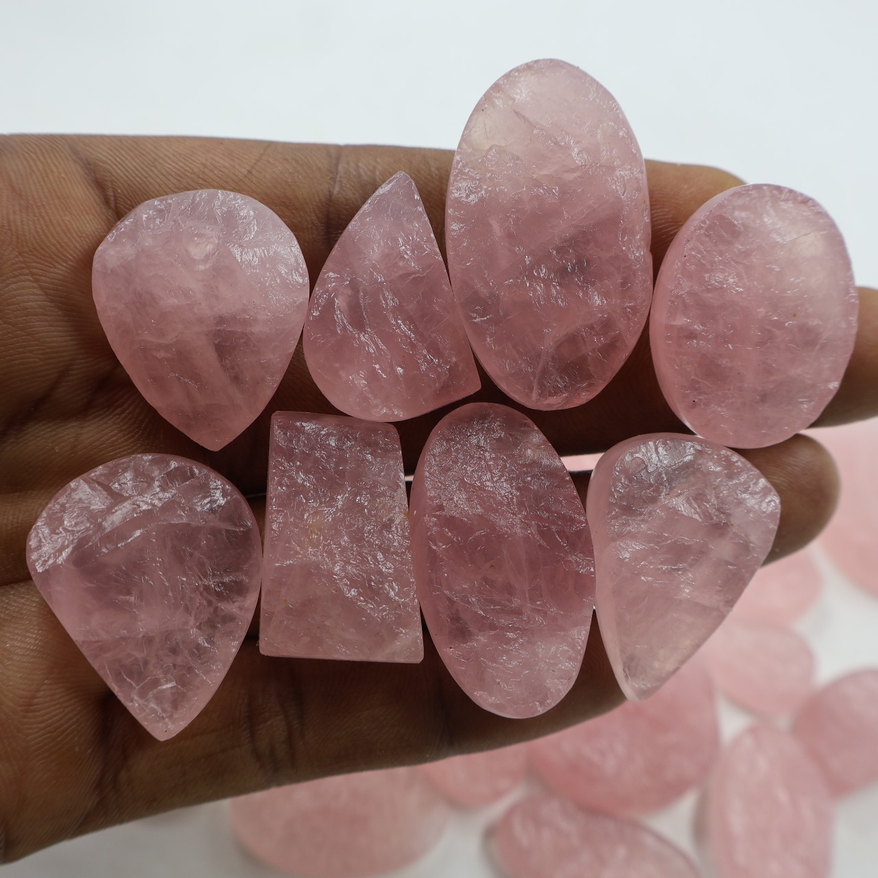 Natural Rose Quartz druzy Mix Shape Gemstone (Cabochon )