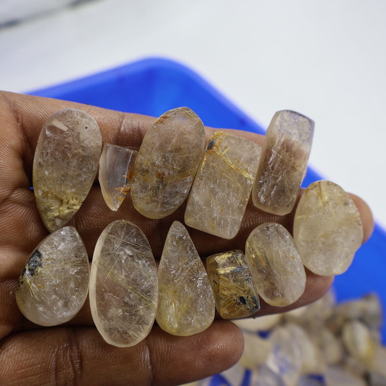 Natural Golden Rutile druzy Mix Shape Gemstone (Cabochon )