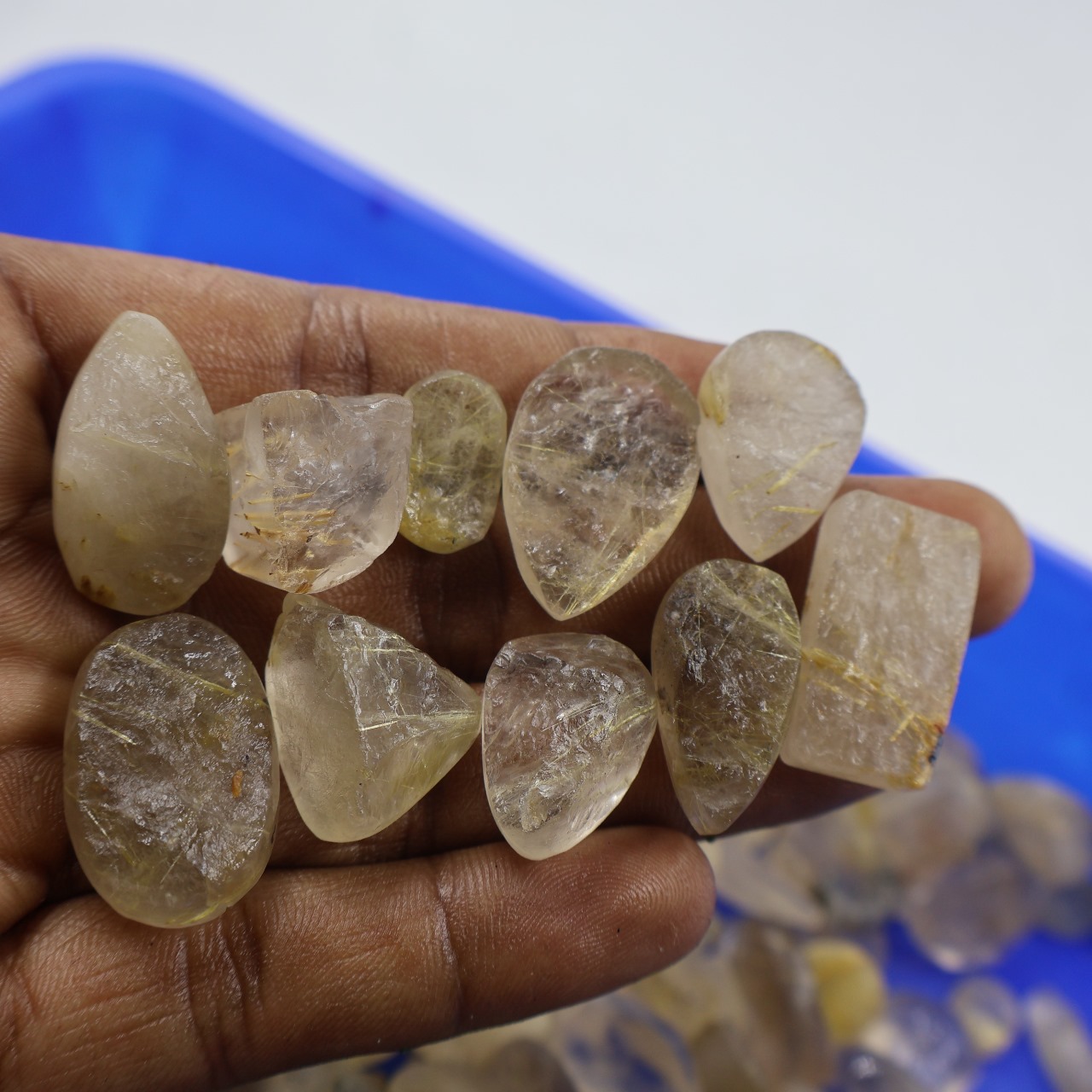 Natural Golden Rutile druzy Mix Shape Gemstone (Cabochon )