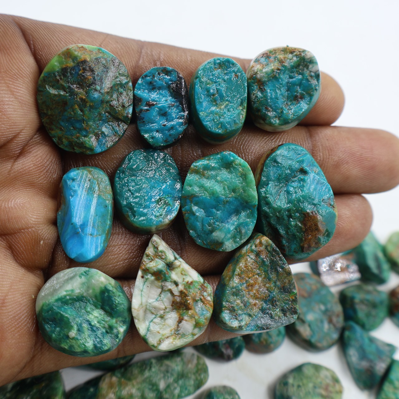 Natural Chrysocolla druzy Mix Shape Gemstone (Cabochon )