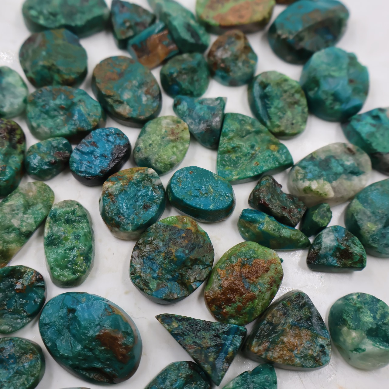 Natural Chrysocolla druzy Mix Shape Gemstone (Cabochon )