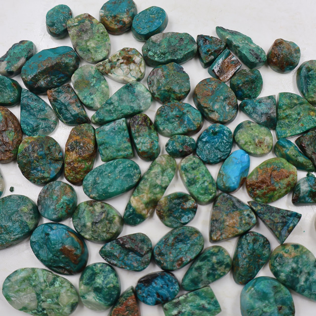 Natural Chrysocolla druzy Mix Shape Gemstone (Cabochon )