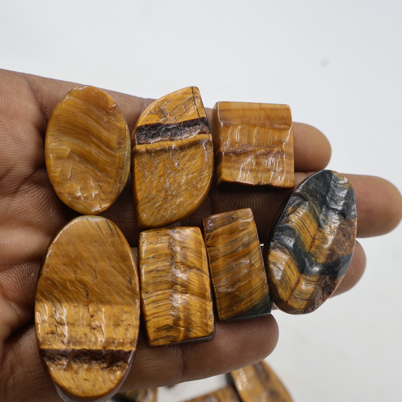 Natural Polished Tiger eye druzy Mix Shape Gemstone (Cabochon )