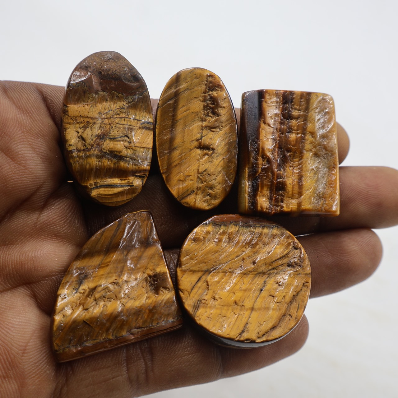 Natural Polished Tiger eye druzy Mix Shape Gemstone (Cabochon )