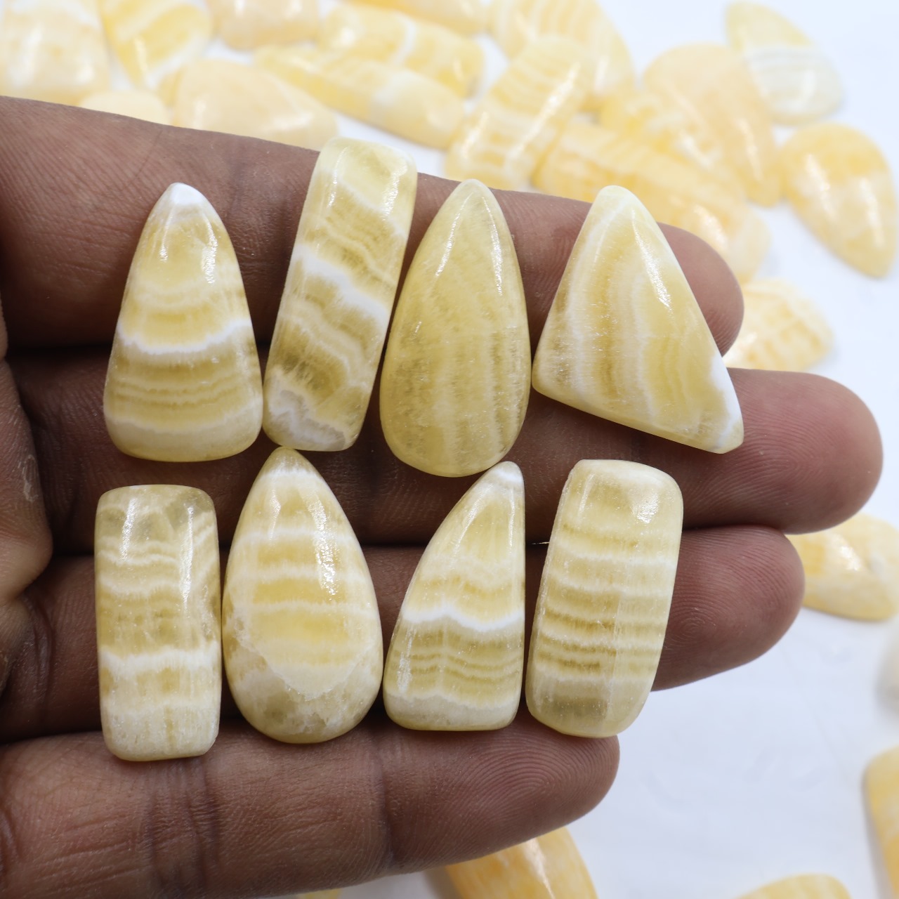 Natural Yellow calcite Mix Shape Gemstone (Cabochon )