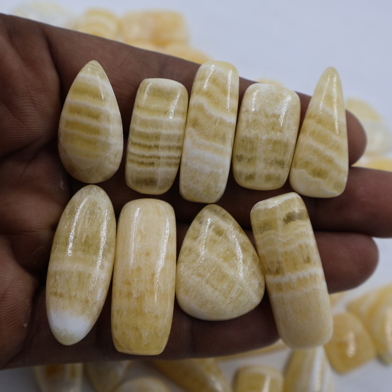Natural Yellow calcite  Mix Shape Gemstone (Cabochon )