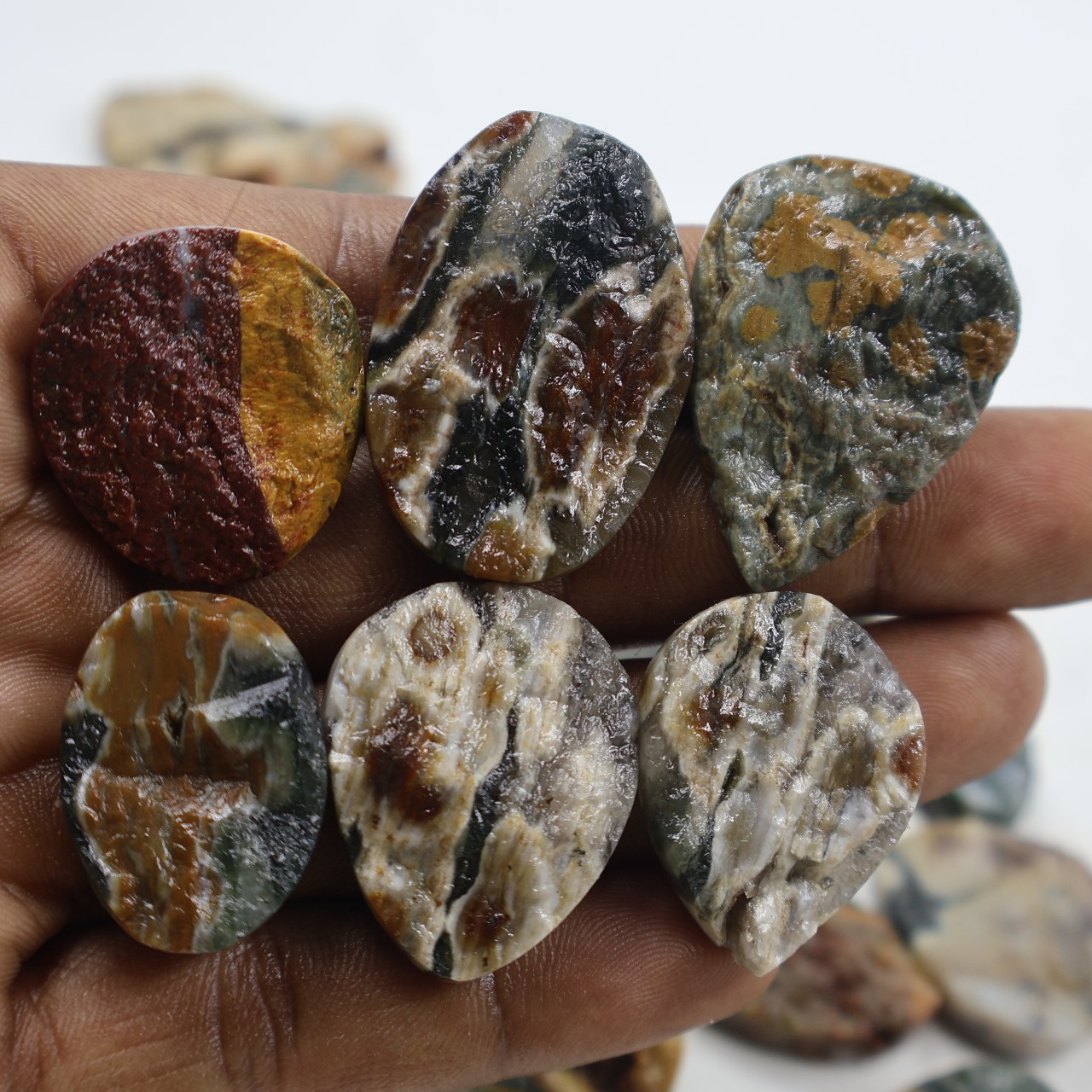 Natural Ocean Jasper Druzy  Mix Shape Gemstone (Cabochon )