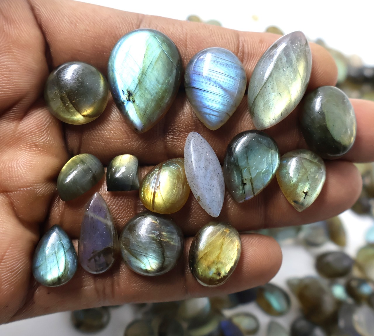 Natural Labradorite Ring  Shape Gemstone (Cabochon )