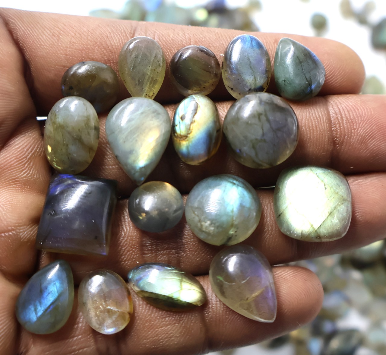 Natural Labradorite Ring  Shape Gemstone (Cabochon )