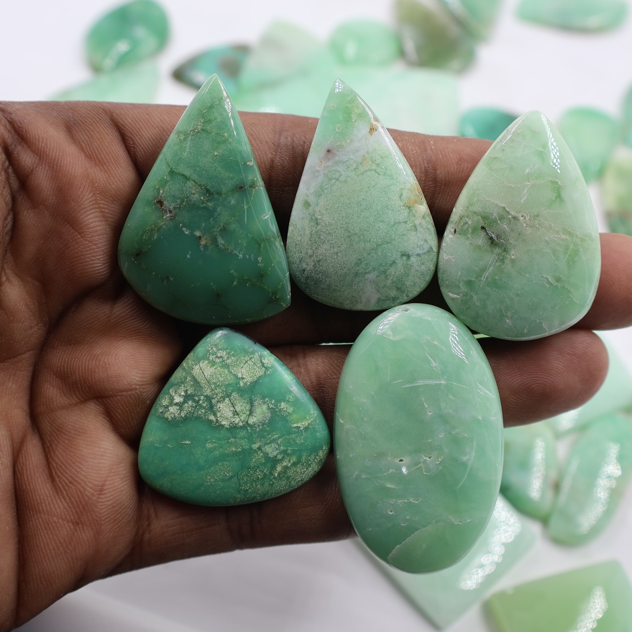 Natural Chrysoprase Mix Shape Gemstone (Cabochon )