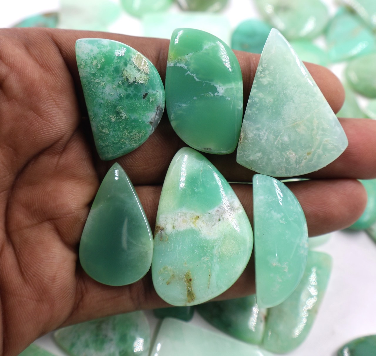 Natural Chrysoprase Mix Shape Gemstone (Cabochon )
