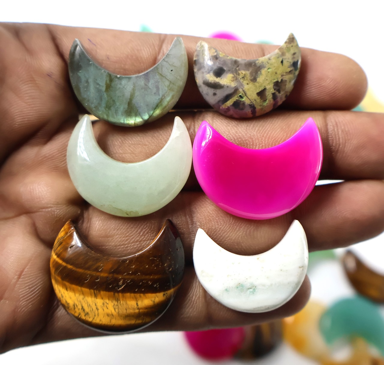 Natural crystal moon Shape Gemstone (Cabochon )