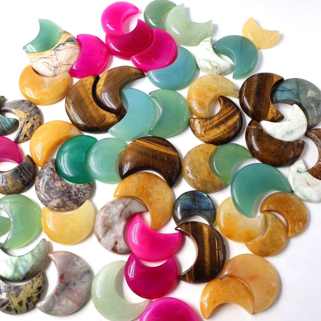 Natural crystal moon Shape Gemstone (Cabochon )