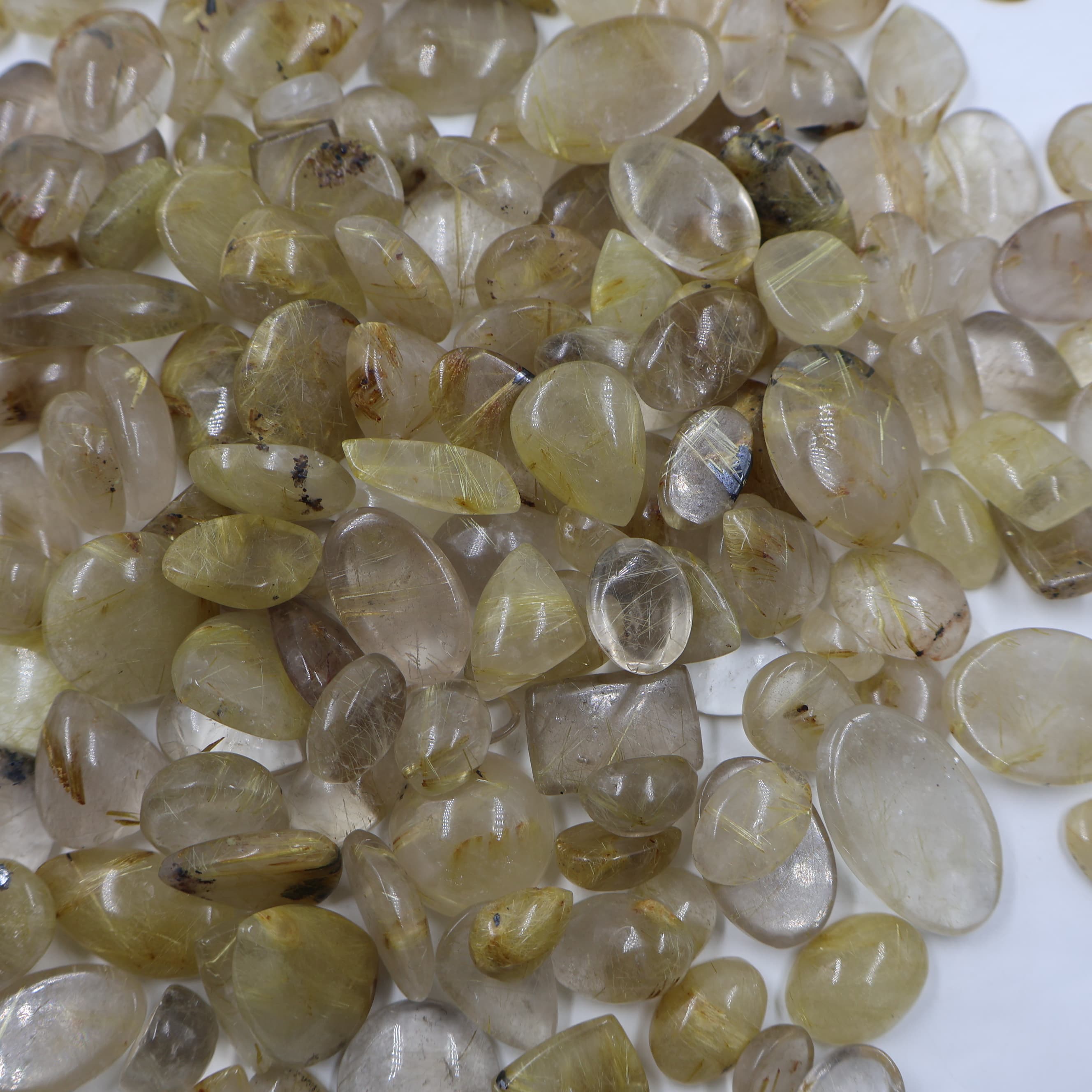 Natural Golden Rutile Mix Shape -Size Gemstone (Cabochon ) Golden Rutile for making jewelry 