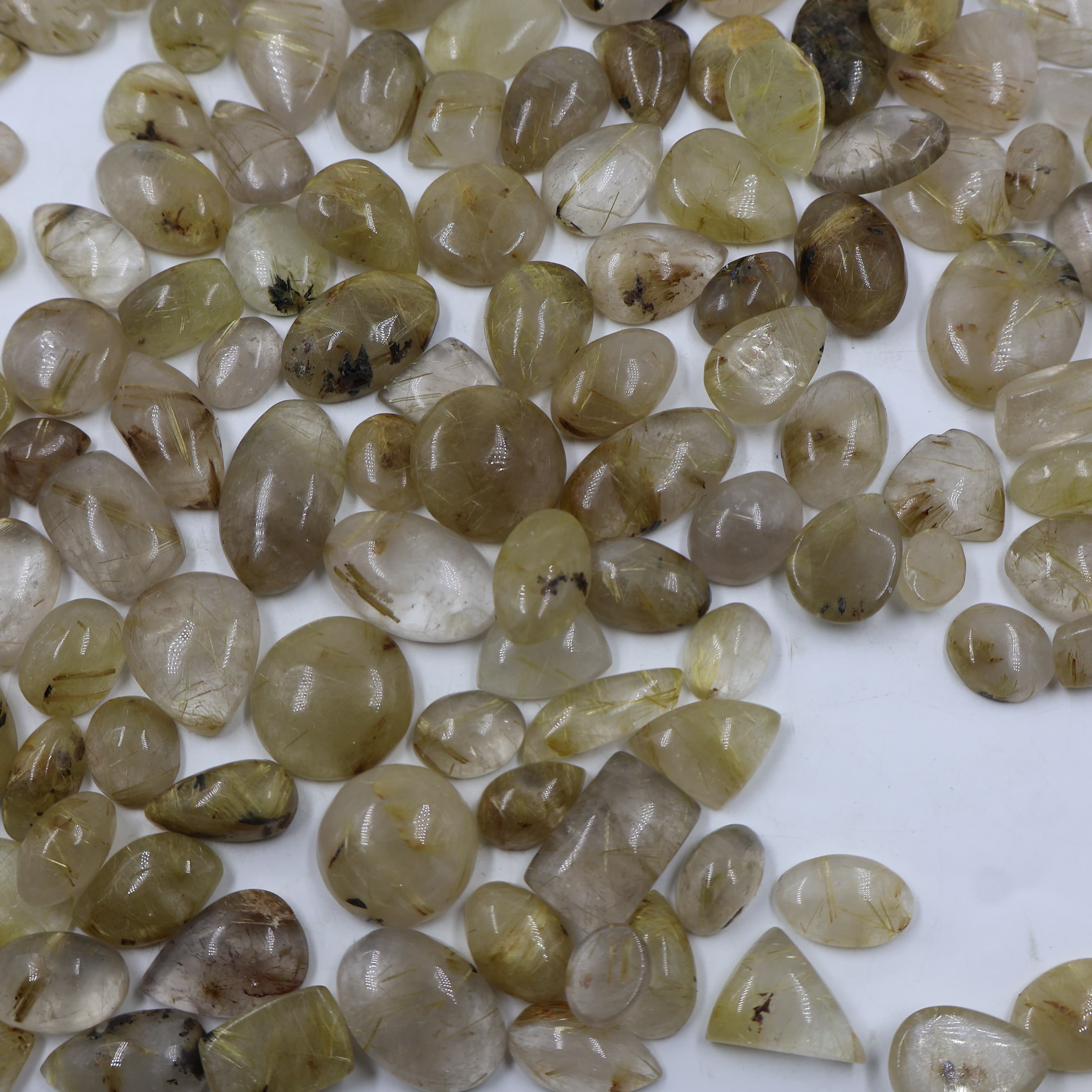Natural Golden Rutile Mix Shape -Size Gemstone (Cabochon ) Golden Rutile for making jewelry 