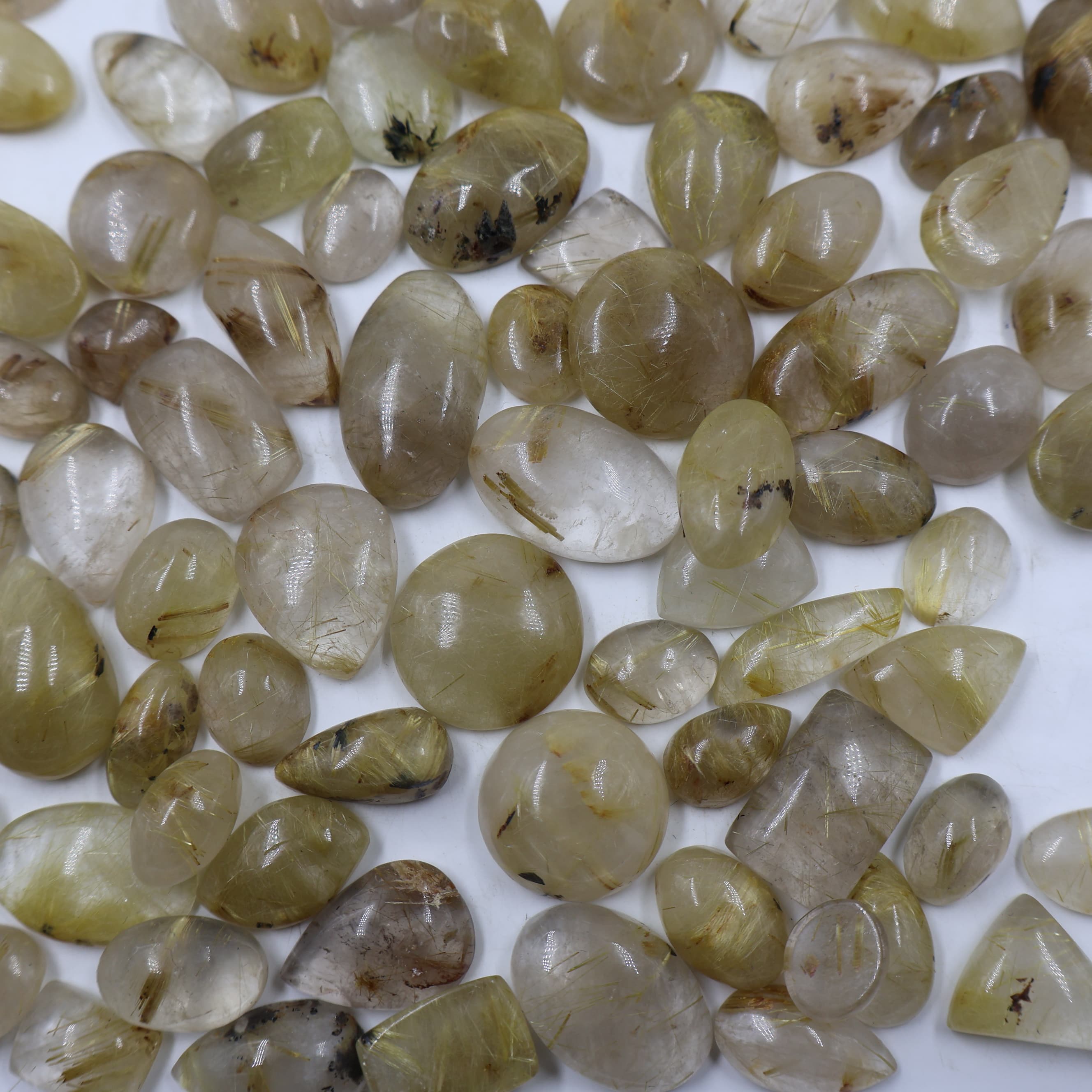 Natural Golden Rutile Mix Shape -Size Gemstone (Cabochon ) Golden Rutile for making jewelry 