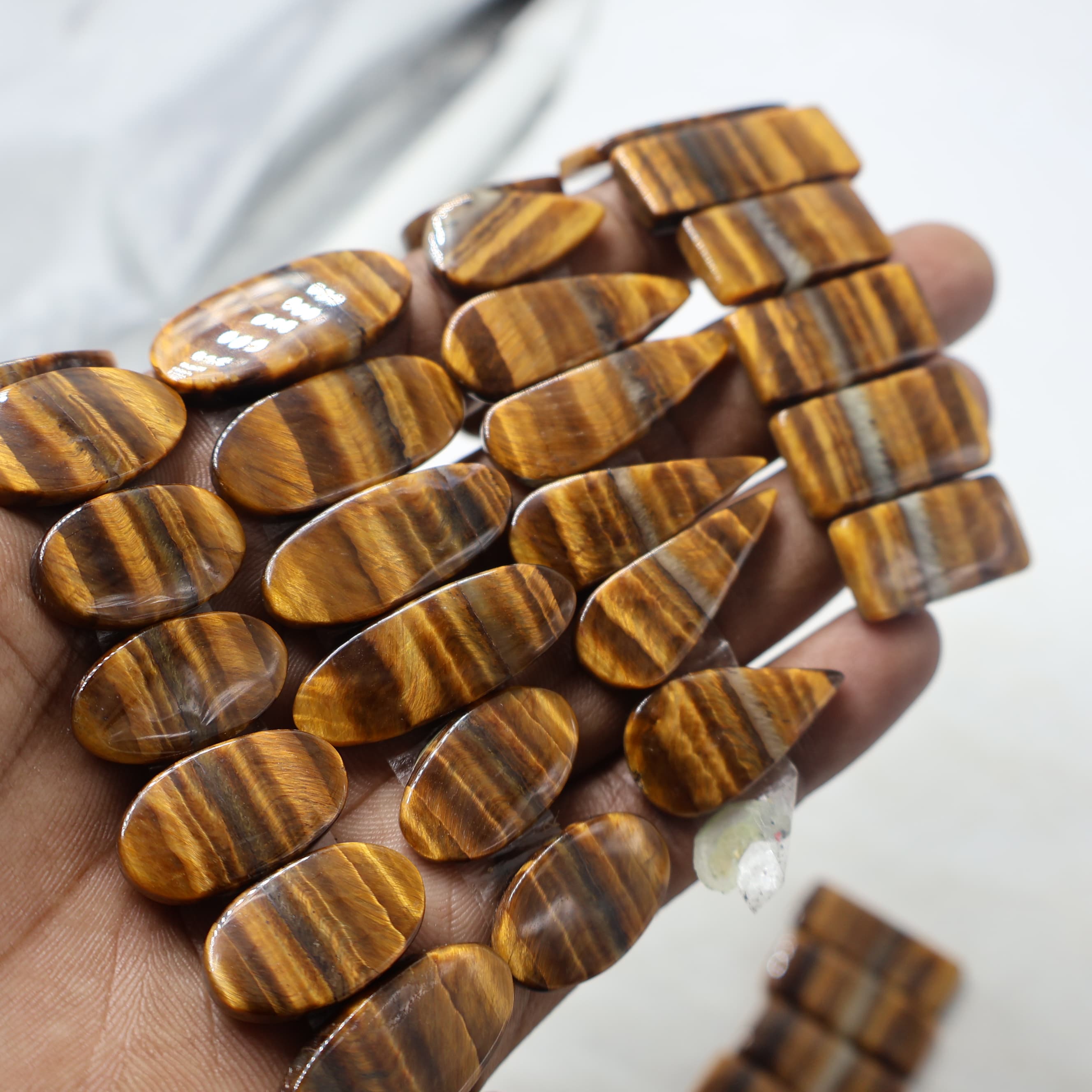 Natural Tiger Eye Pair Mix Shape -Size Gemstone (Cabochon ) Tiger Eye