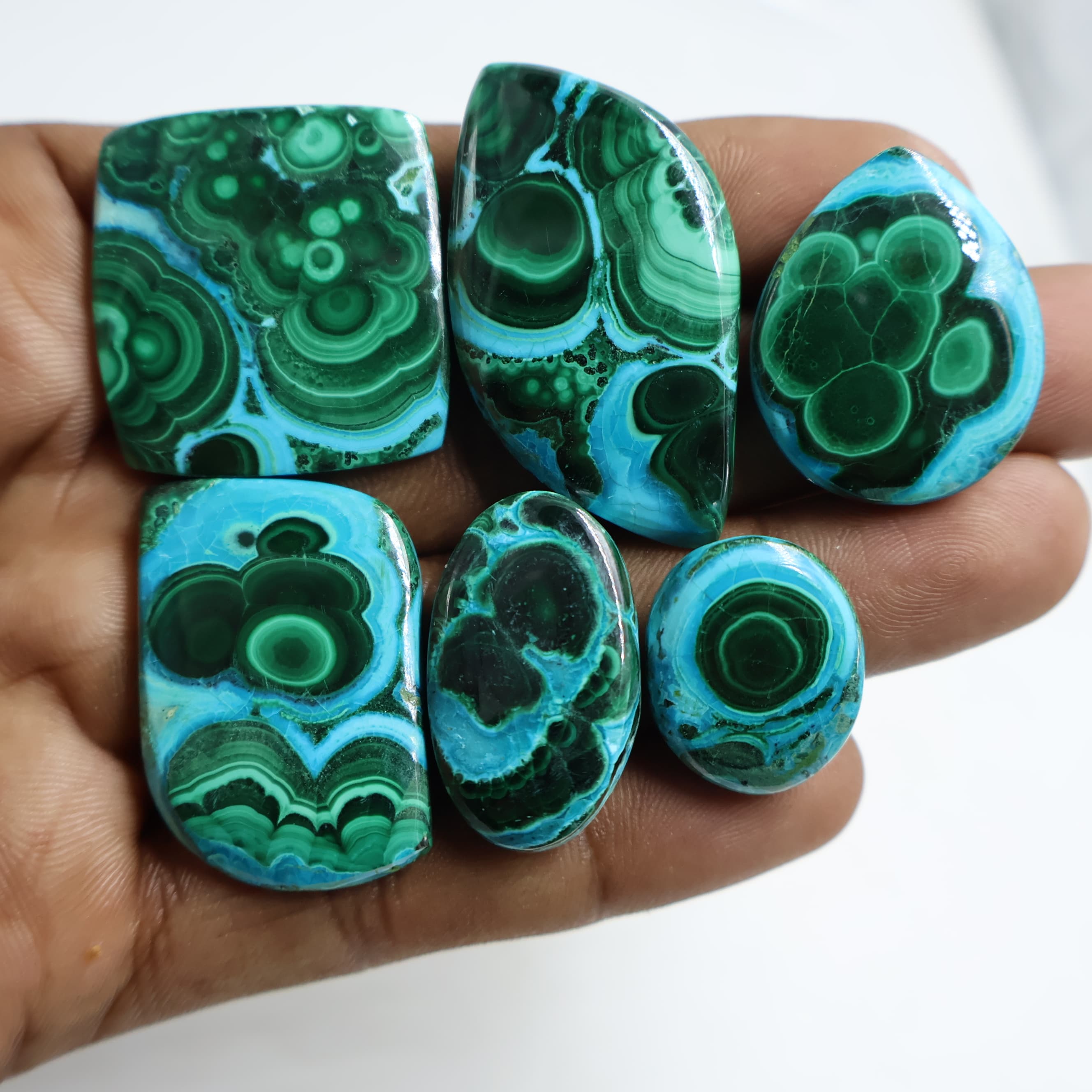 Natural Malachite Chrysocolla  Mix Shape -Size Gemstone (Cabochon ) Malachite Chrysocolla 