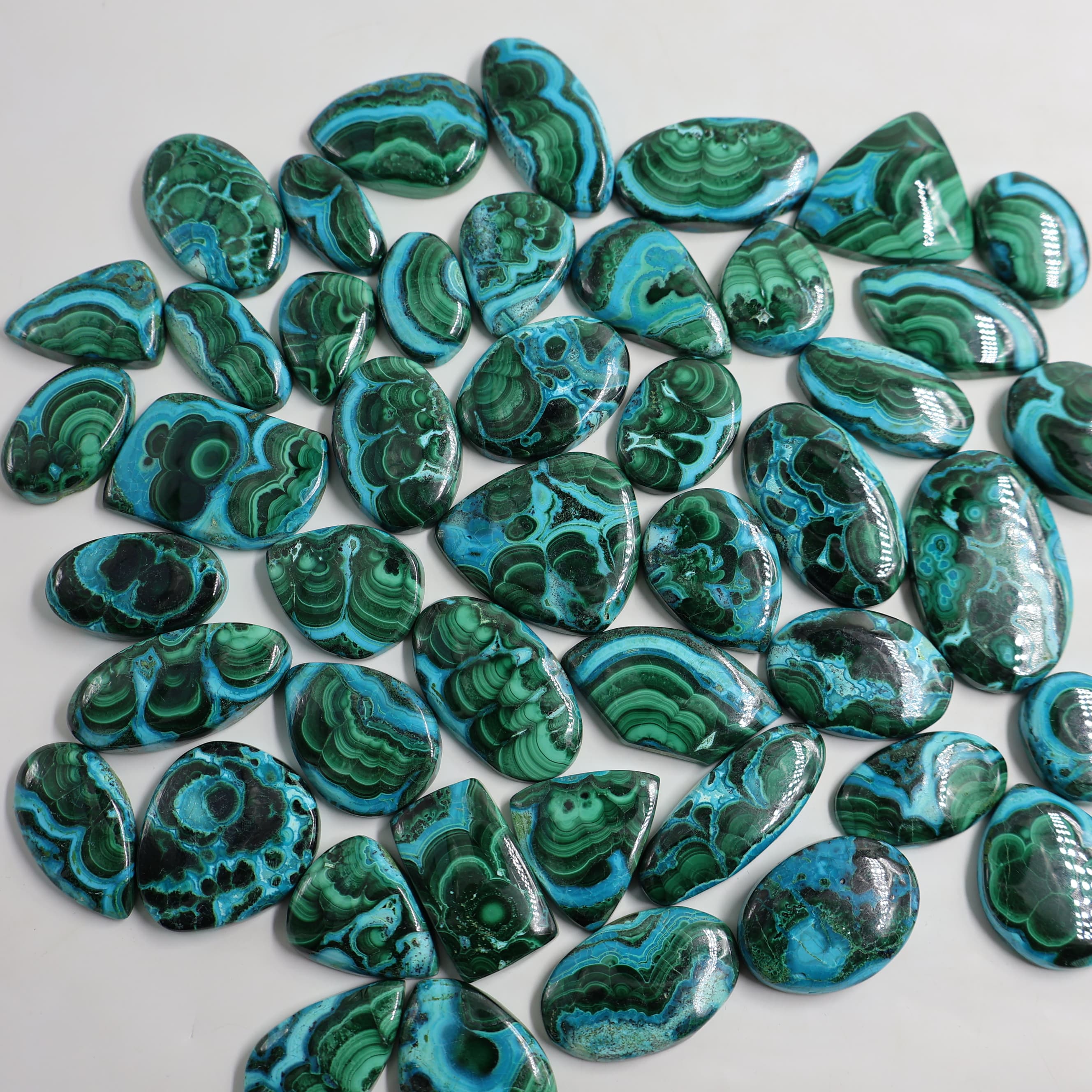 Natural Malachite Chrysocolla  Mix Shape -Size Gemstone (Cabochon ) Malachite Chrysocolla 