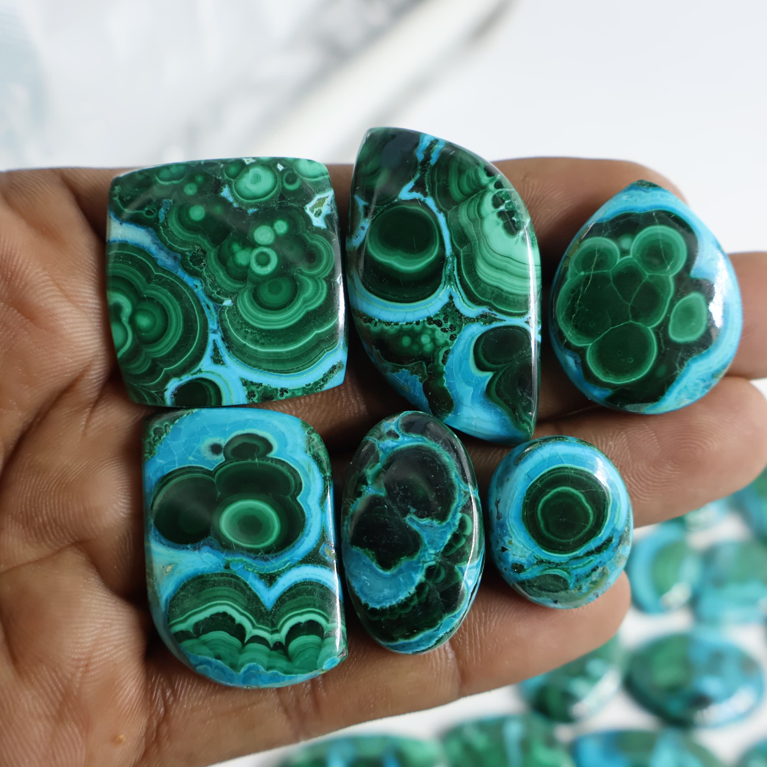 Natural Malachite Chrysocolla Mix Shape -Size Gemstone (Cabochon ) Malachite Chrysocolla