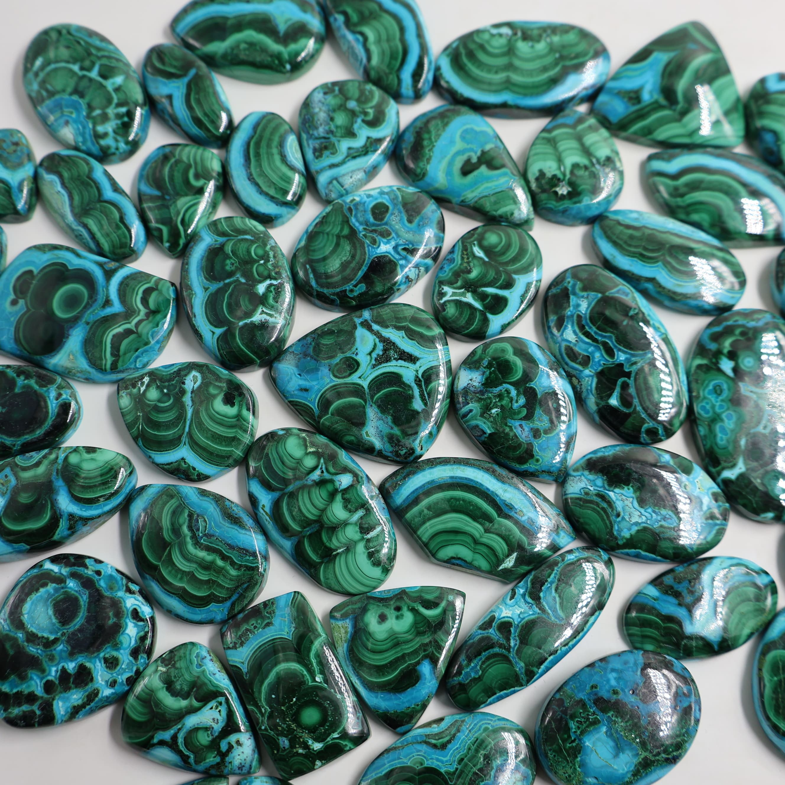 Natural Malachite Chrysocolla  Mix Shape -Size Gemstone (Cabochon ) Malachite Chrysocolla 