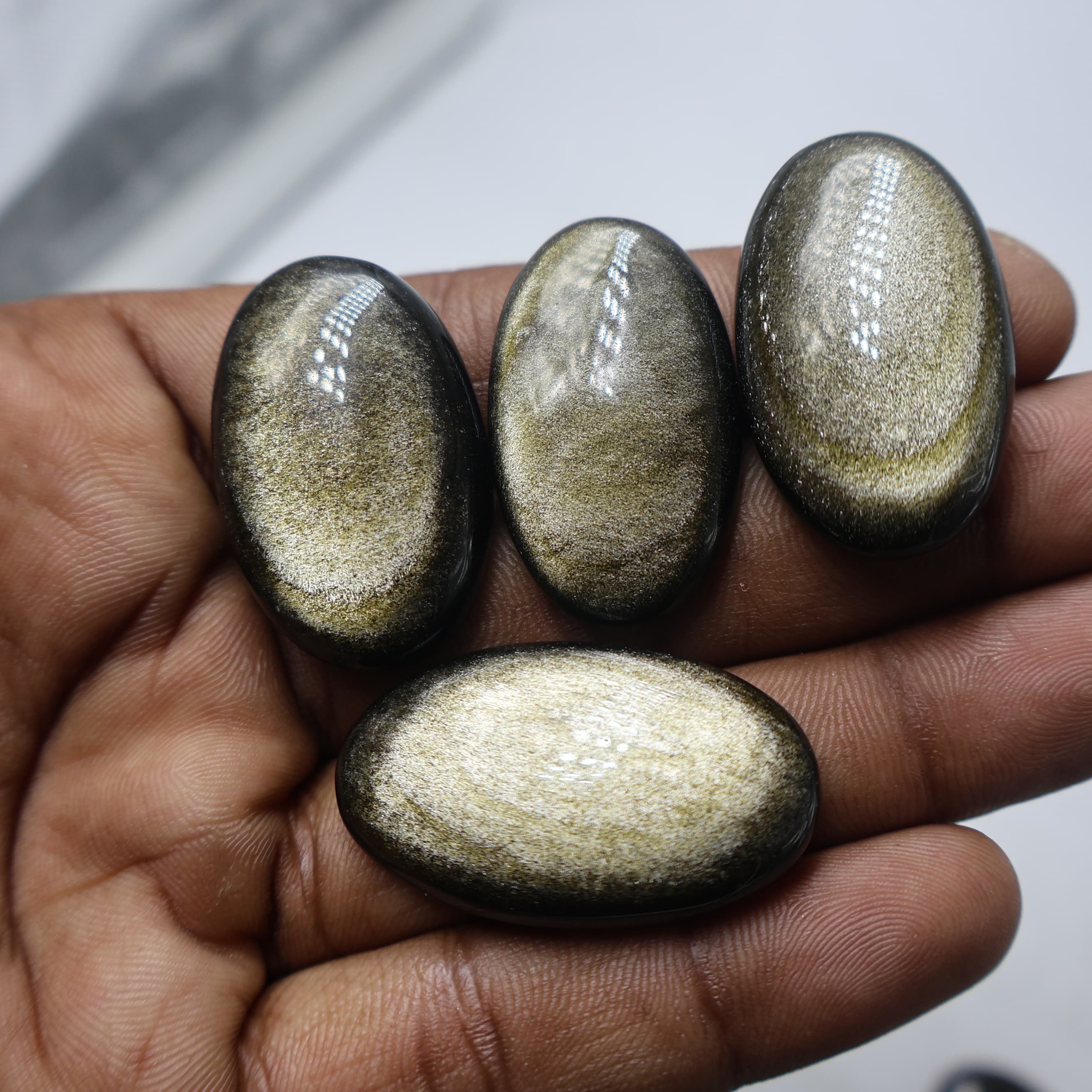 Natural Golden Obsidian Mix Shape -Size Gemstone (Cabochon )  Golden Obsidian